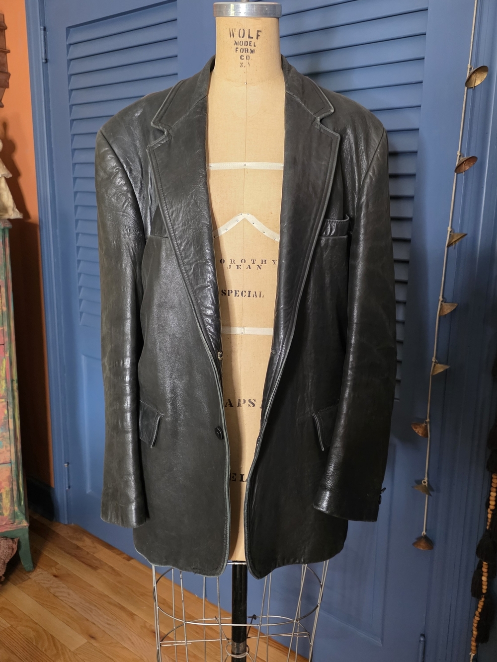 Vintage 70s/80s London Fog Leather Car Coat Sport Coat Black